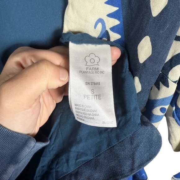 Farm Rio Anthropologie Long-Sleeve Blazer Mini Dress in Ivory/Blue Size SP - Picture 12 of 15